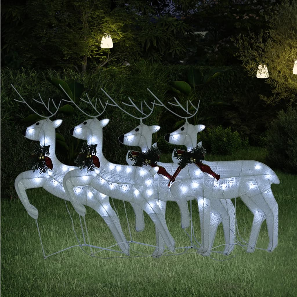 VidaXL Renne natalizie 4 pz 80 LED bianche