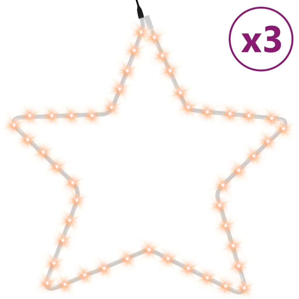 VidaXL Christmas figures stars with 48 LEDs 3 pcs 56 cm warm white