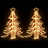 Vidaxl Christmas Figure Tree 2 ks skládací s LED 87x87x93 cm teplá bílá