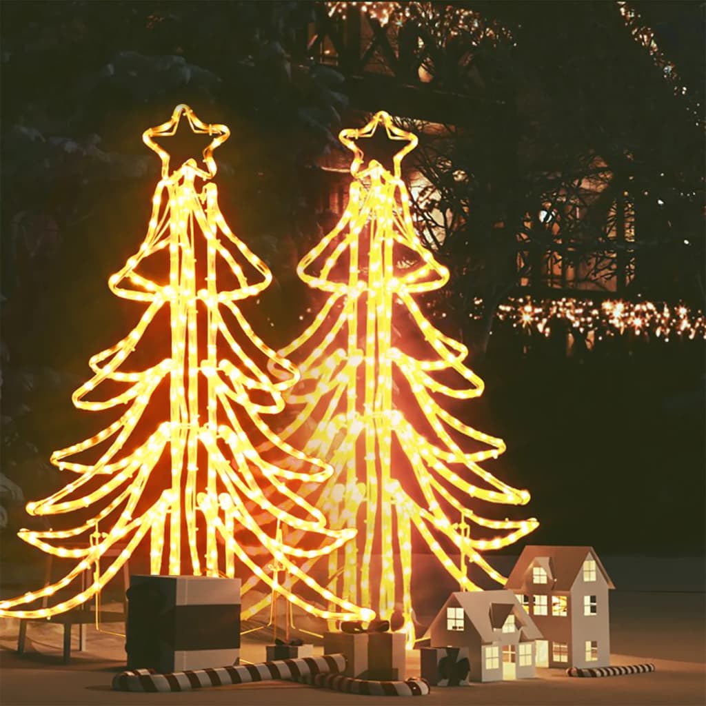 Vidaxl Christmas Figure Tree 2 ks skládací s LED 87x87x93 cm teplá bílá