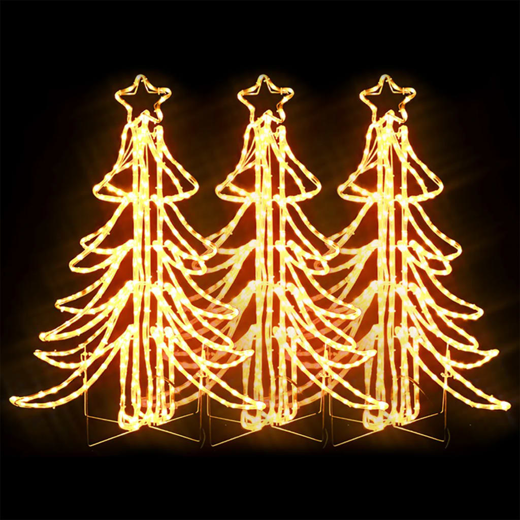 Vidaxl Christmas Figure Tree 3 ks skládací s LED 87x87x93 cm teplá bílá
