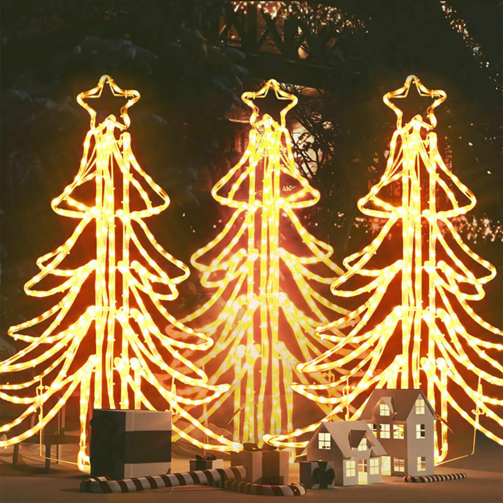 Vidaxl Christmas Figure Tree 3 ks skládací s LED 87x87x93 cm teplá bílá