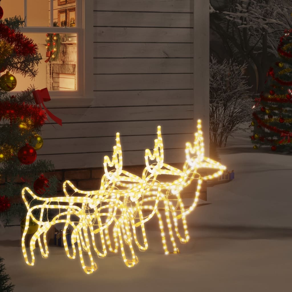 VidaXL Christmas figure reindeer 3 pcs 60x30x60 cm warm white