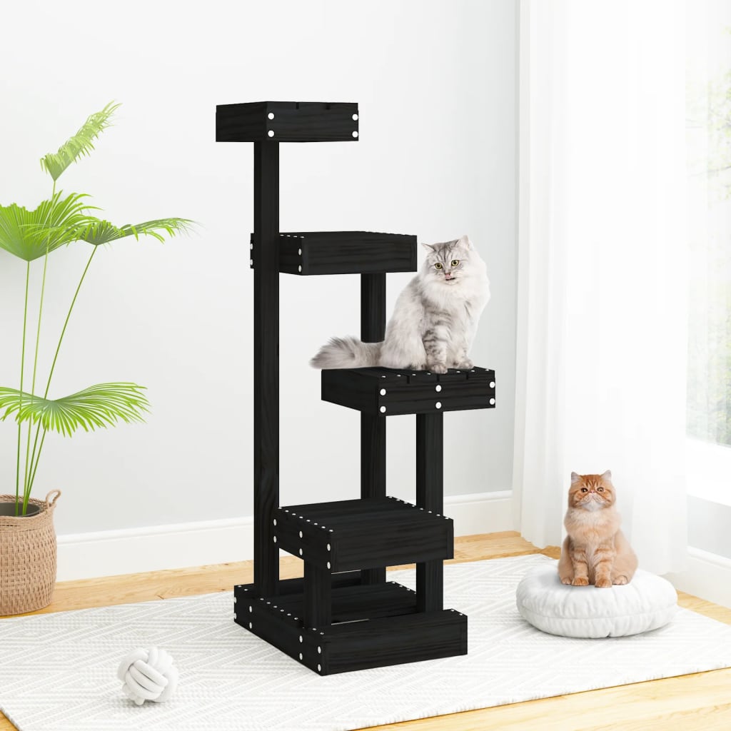 Móveis de gato vidaxl 45.5x49x103 cm de madeira de pinheiro sólido preto