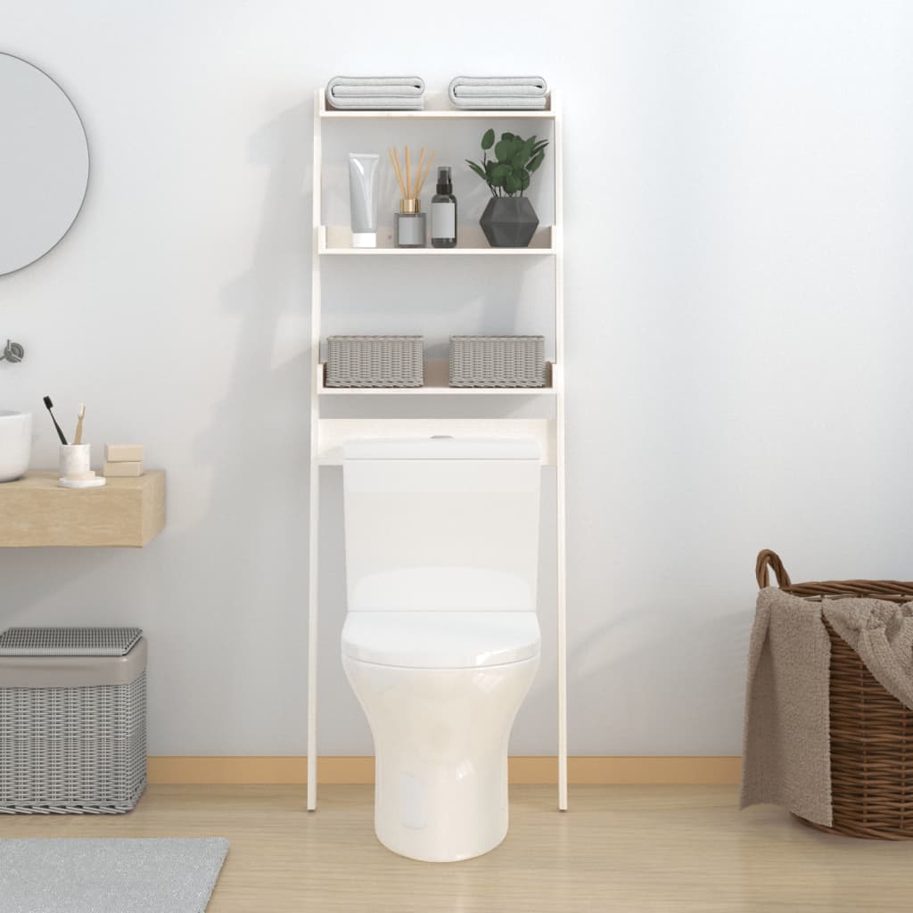 Vidaxl toalettstativ 63,5x32x179 cm solid furuhvit hvit