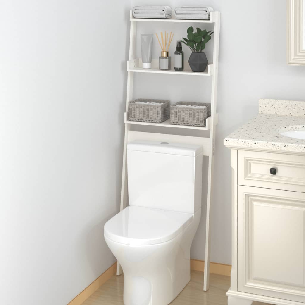 Vidaxl toalettstativ 63,5x32x179 cm solid furuhvit hvit