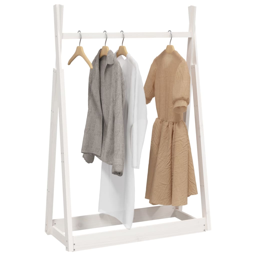 Vidaxl klær rack 100x45x150 cm solid furuhvit