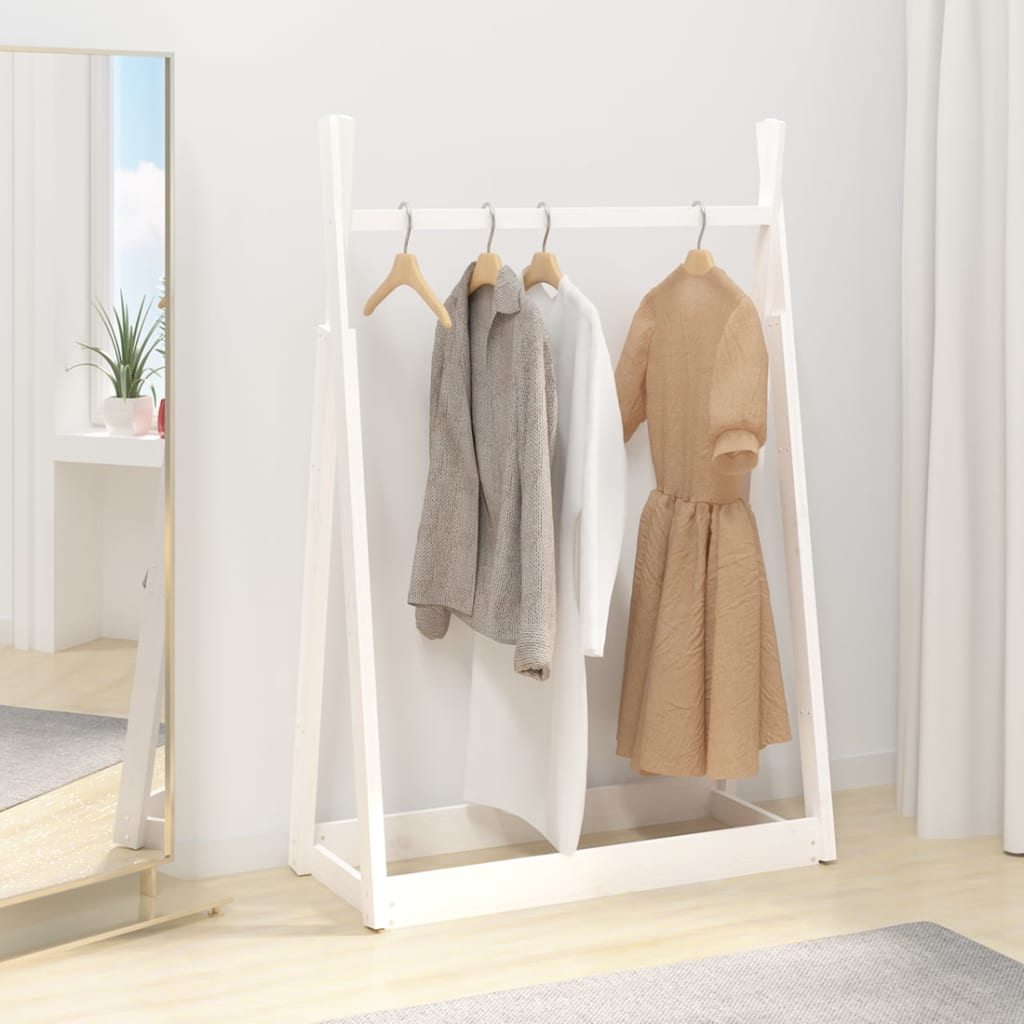 Vidaxl klær rack 100x45x150 cm solid furuhvit