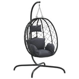 Vidaxl hanging chair with cushion poly rattan and steel anthracite