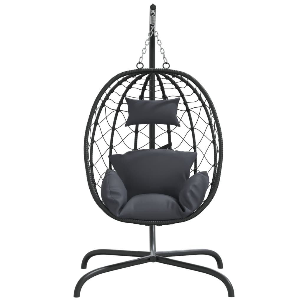 Vidaxl hanging chair with cushion poly rattan and steel anthracite