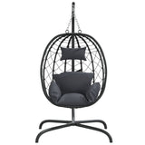 Vidaxl hanging chair with cushion poly rattan and steel anthracite