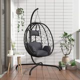 Vidaxl hanging chair with cushion poly rattan and steel anthracite
