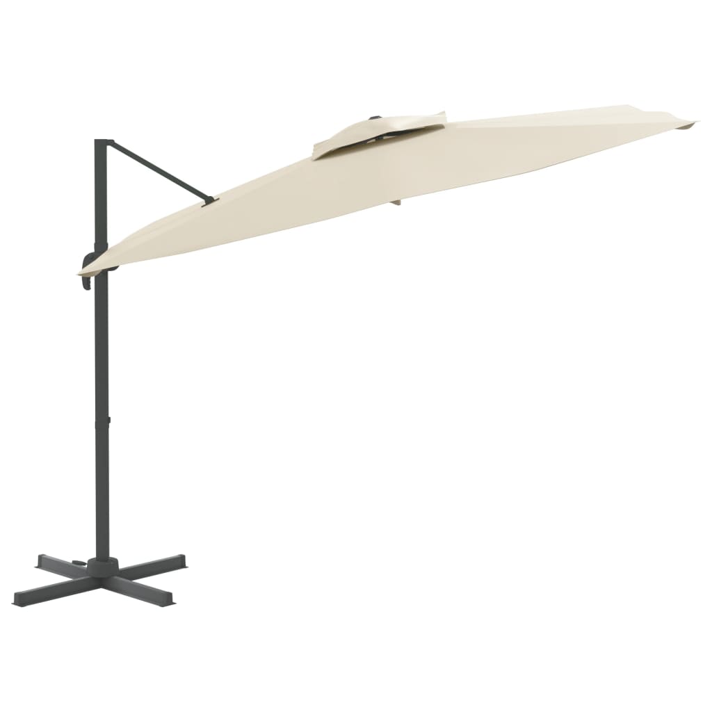 Parasol flottant vidaxl avec toit double 400x300 cm blanc