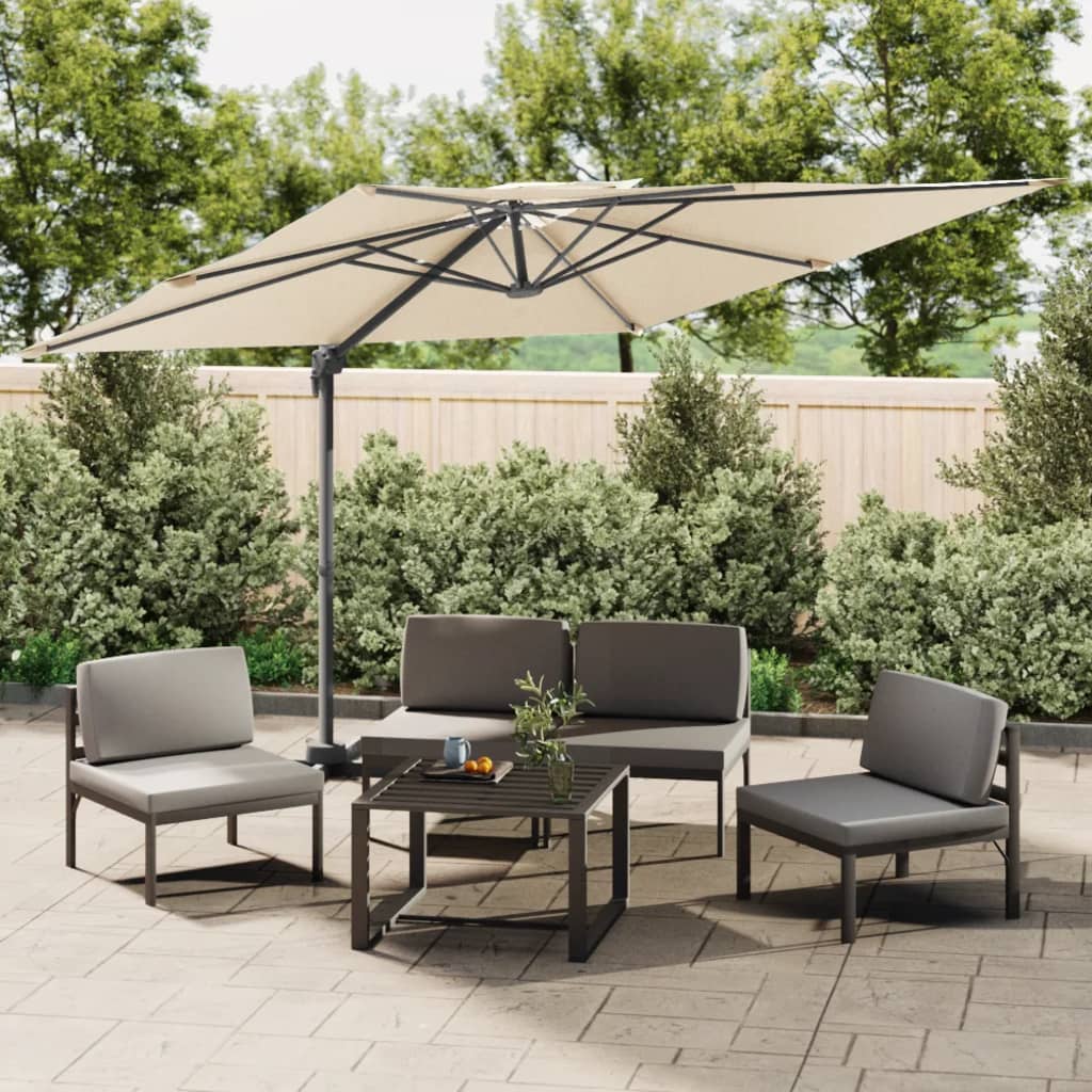 Parasol flottant vidaxl avec toit double 400x300 cm blanc