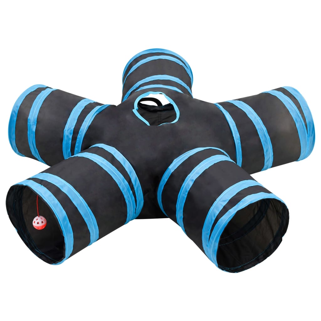 VidaXL Cat tunnel 5-fold 25 cm polyester black and blue
