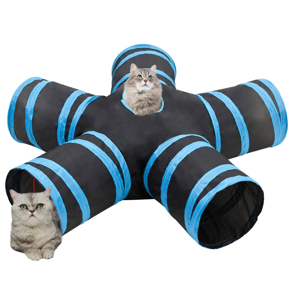 VidaXL Cat tunnel 5-fold 25 cm polyester black and blue