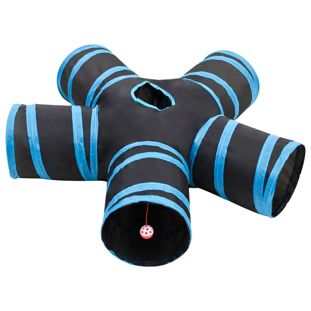 VidaXL Cat tunnel 5-fold 25 cm polyester black and blue