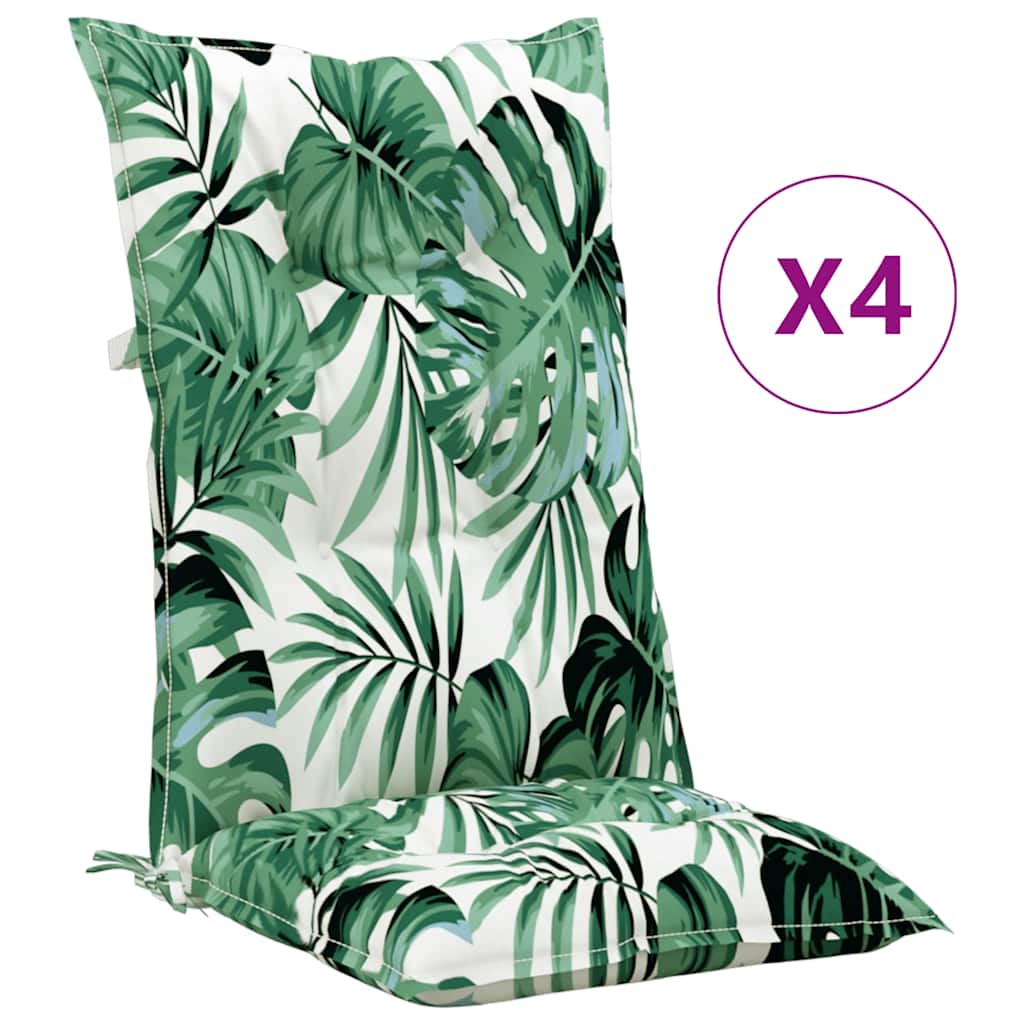 Vidaxl Chair cushions 4 st high back 120x50x7 cm fabric leaf pattern