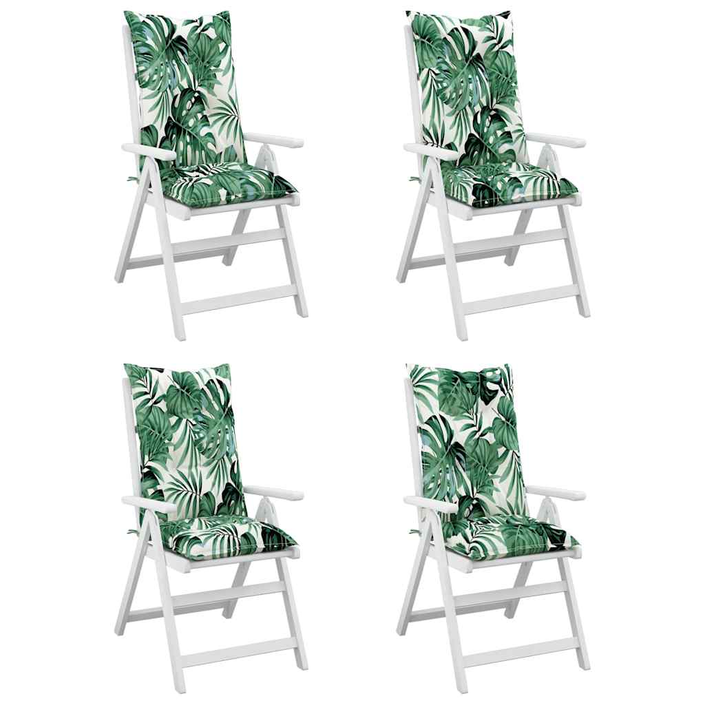 Vidaxl Chair cushions 4 st high back 120x50x7 cm fabric leaf pattern