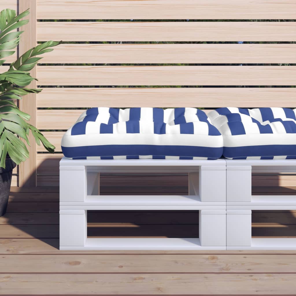 Vidaxl Pallet cushion striped 50x50x12 cm Fabric blue and white