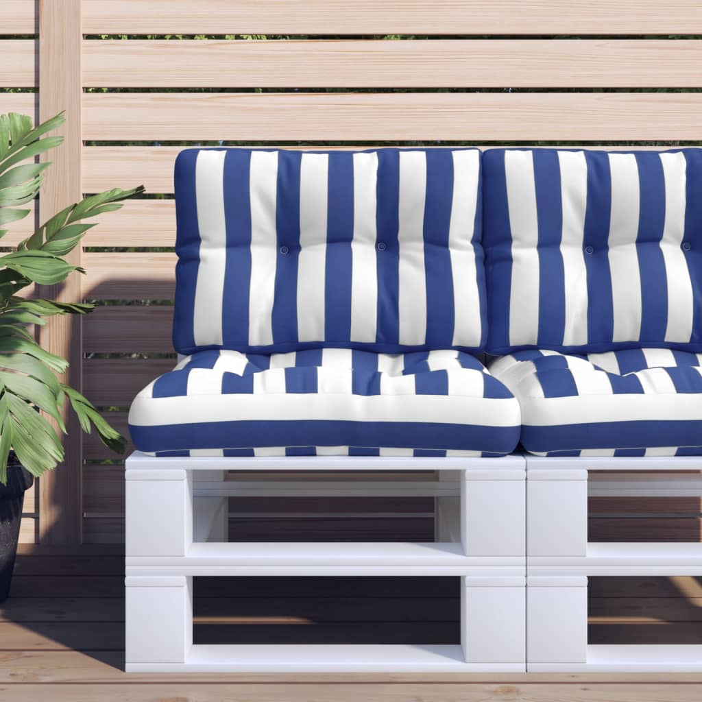 Vidaxl Pallet Cuscino a strisce 60x40x12 cm tessuto blu e bianco