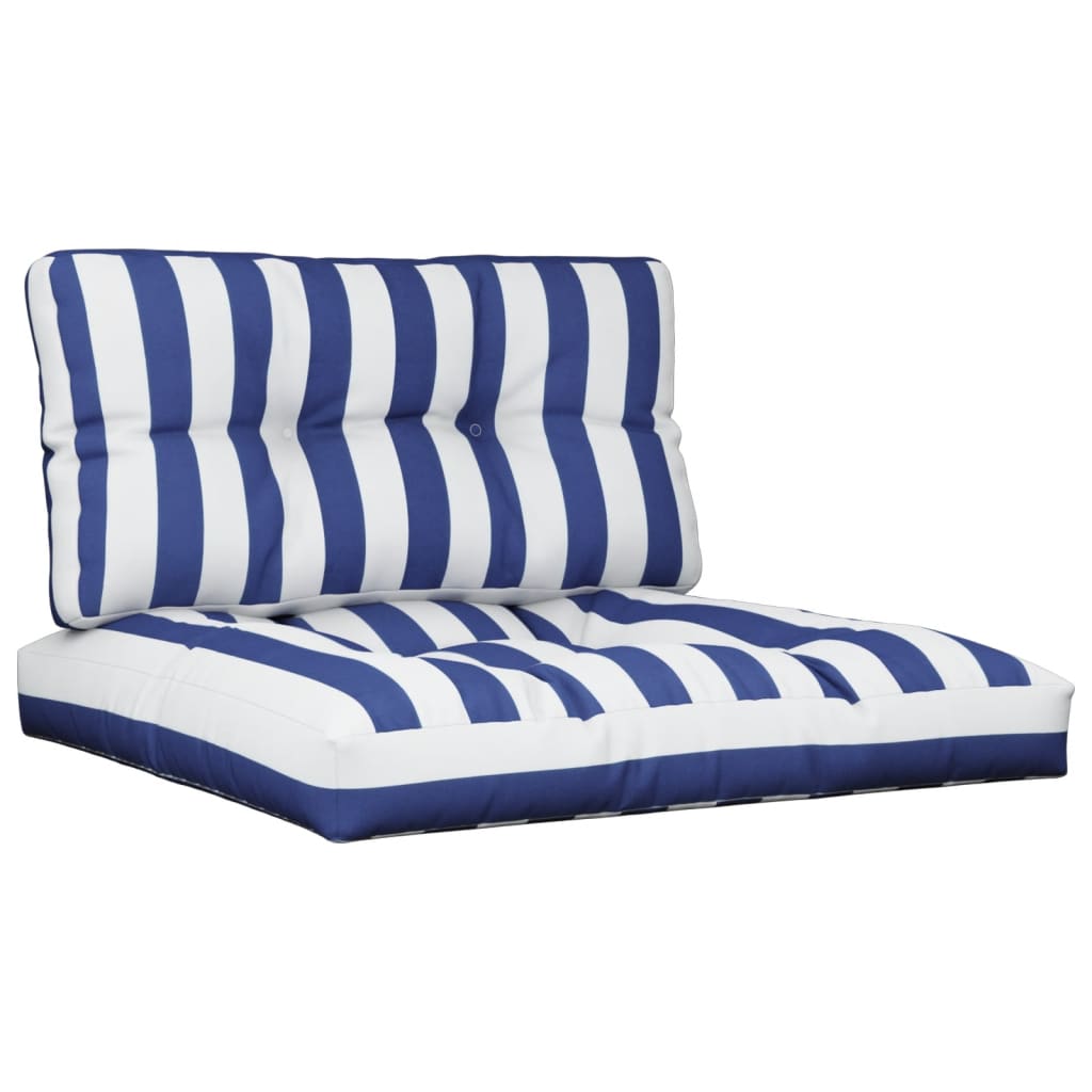 Vidaxl Pallet cushions 2 st fabric striped white and blue