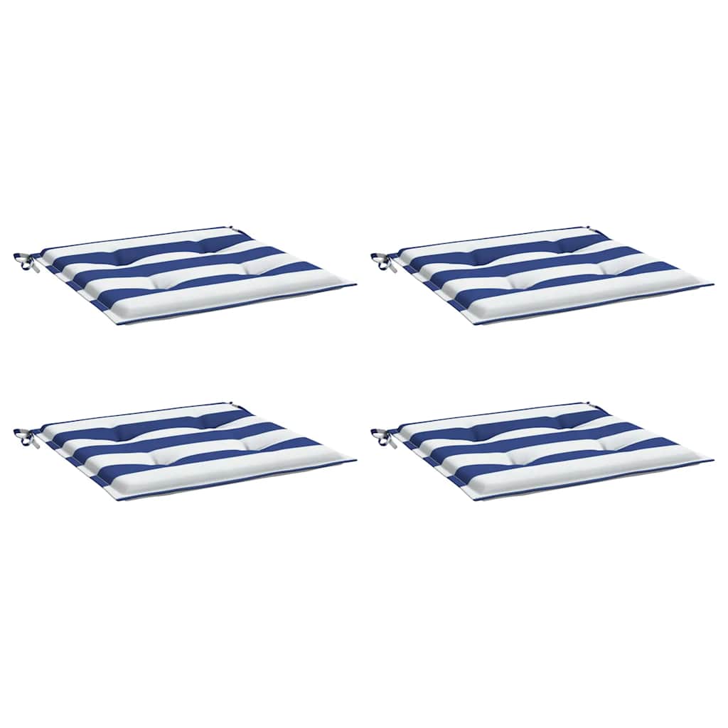 VidaXL Garden chair cushions 4 ST striped 40x40x4 cm fabric white and blue