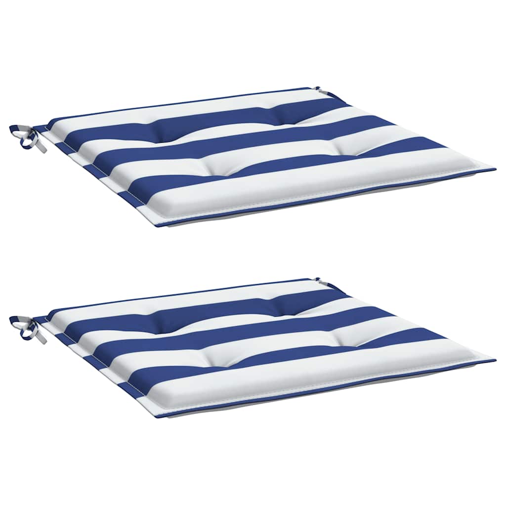 Cuscini da sedia da giardino Vidaxl 2 St a strisce 50x50x4 cm tessuto bianco e blu