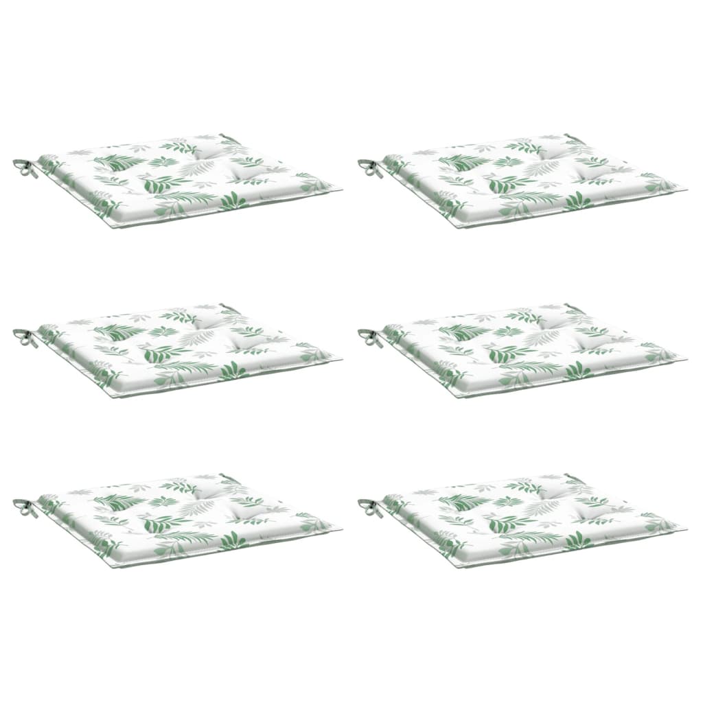 Cuscini da sedia Vidaxl 6 pezzi Modello fogliare 50x50x3 cm tessuto