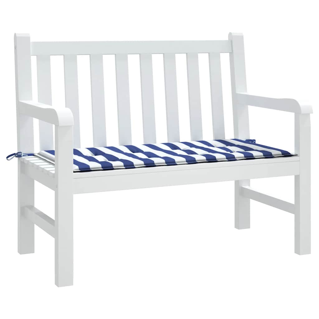 Vidaxl Garden Bench Pude stribet 120x50x4 cm Oxford stof hvid og blå