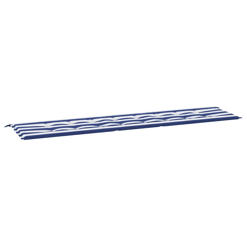 VidaXL Garden bench cushion striped 200x50x4 cm fabric white and blue