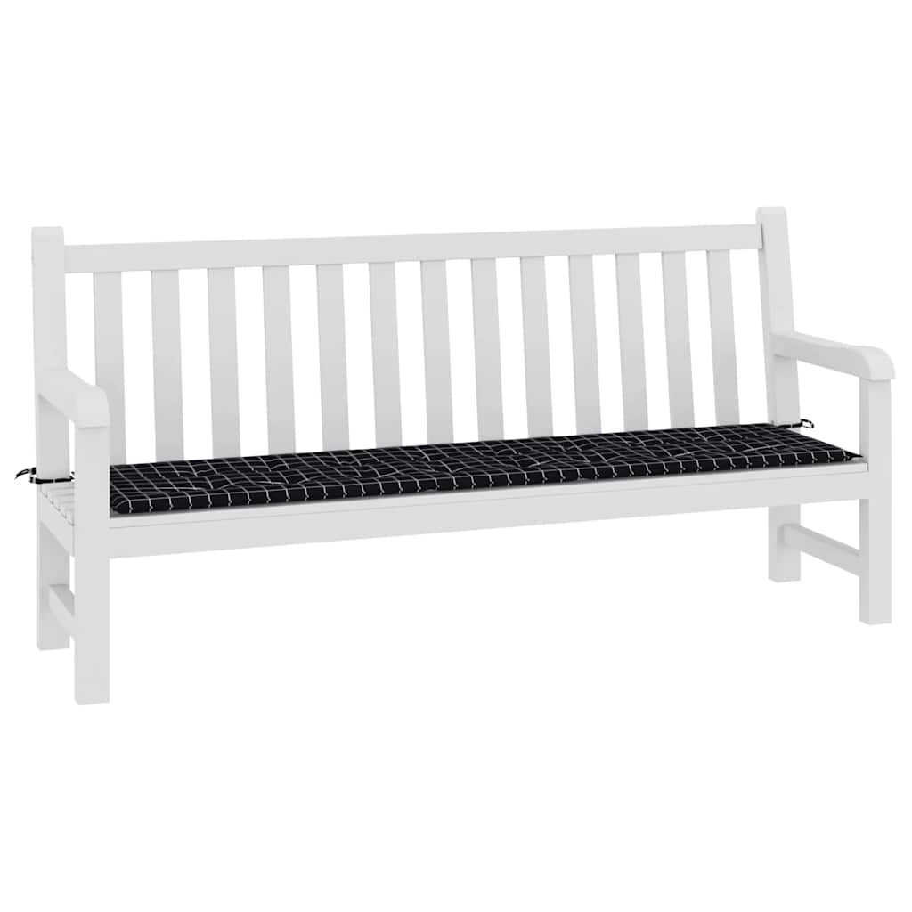 Vidaxl Garden Bench Pushion Window Mønster 200x50x4 cm Stof sort sort