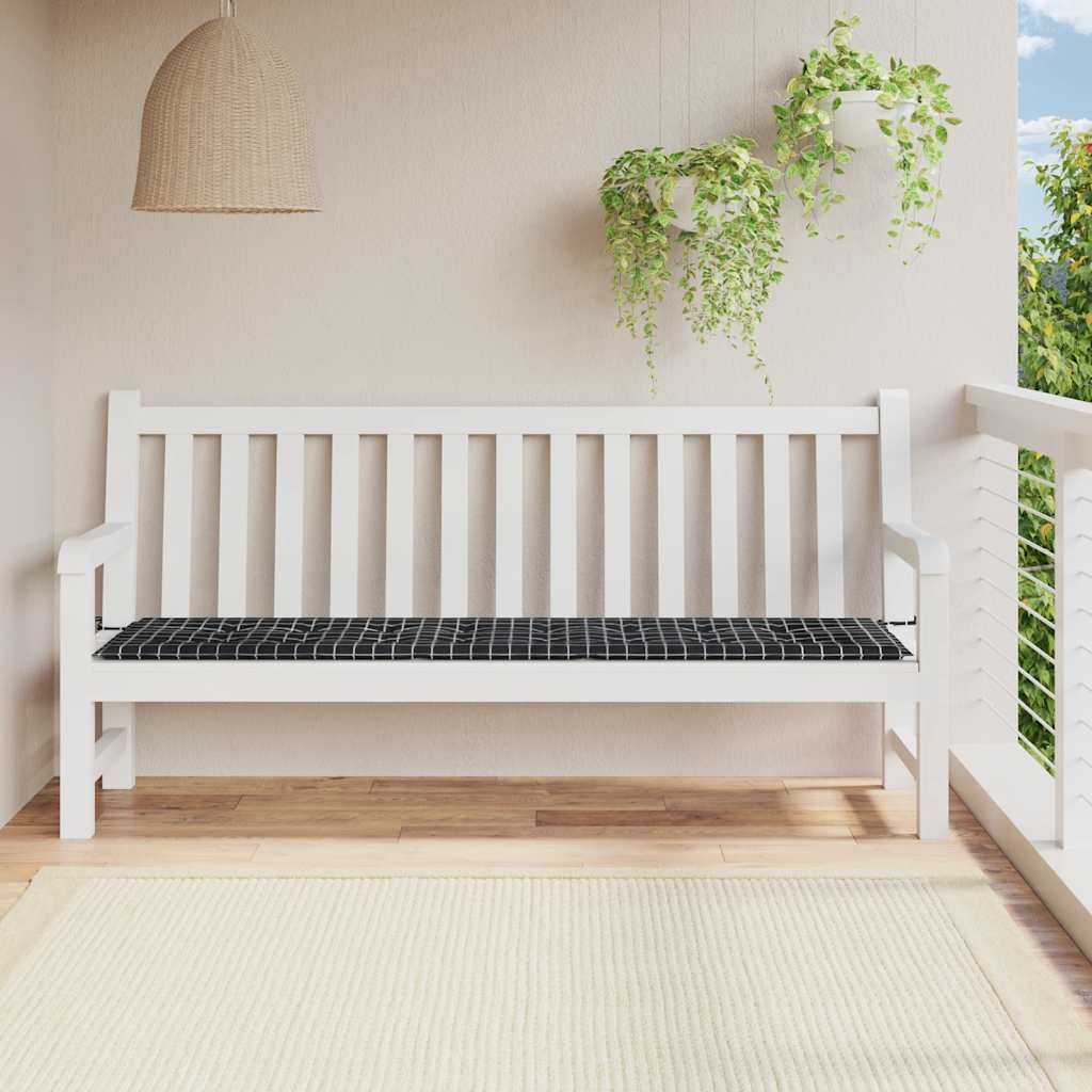 Vidaxl Garden Bench Pushion Window Mønster 200x50x4 cm Stof sort sort
