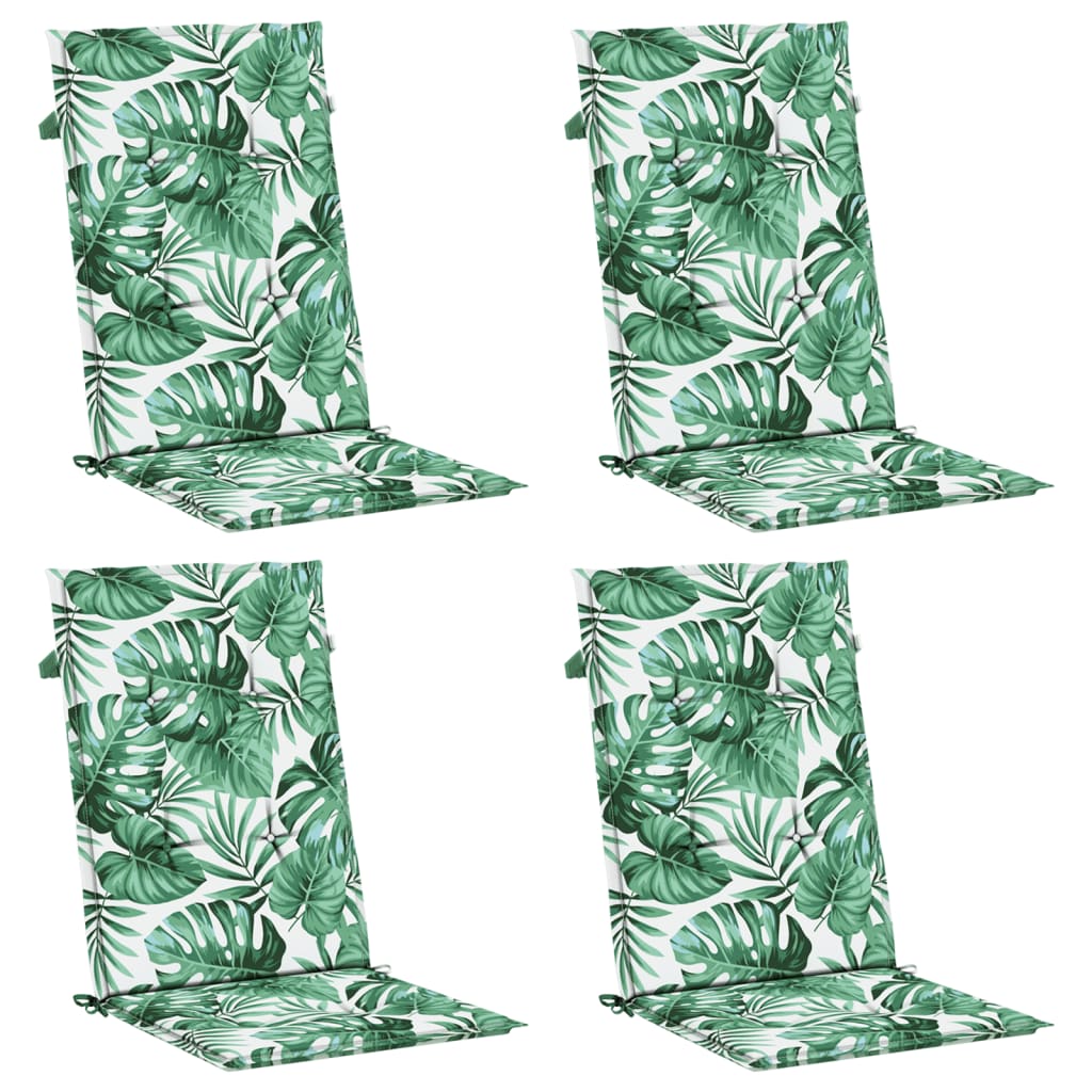 VidaXL chair cushions 4 st high back leaf pattern fabric