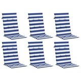 VidaXL chair cushions 6 st high back striped fabric white and blue
