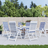 VidaXL chair cushions 6 st high back striped fabric white and blue