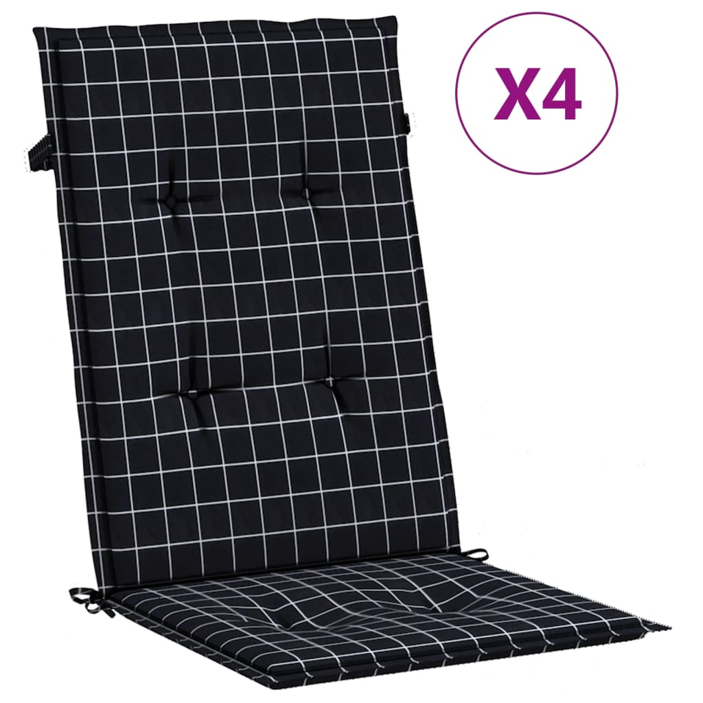 VidaXL chair cushions 4 st high back diamond pattern Fabric black