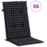 Vidaxl stol blazine 6 pcs visok zadnji diamantni vzorec tkanina črna