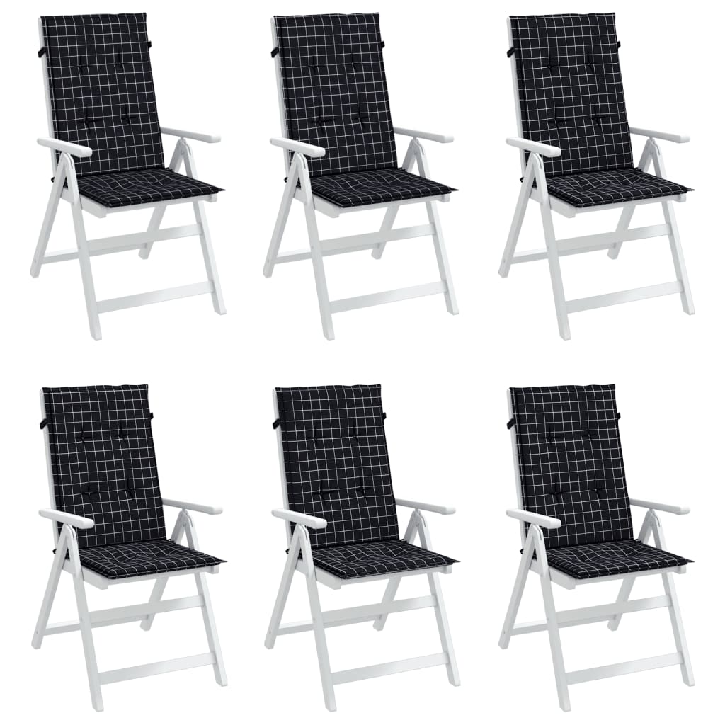 Vidaxl stol blazine 6 pcs visok zadnji diamantni vzorec tkanina črna