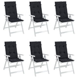 Vidaxl stol blazine 6 pcs visok zadnji diamantni vzorec tkanina črna