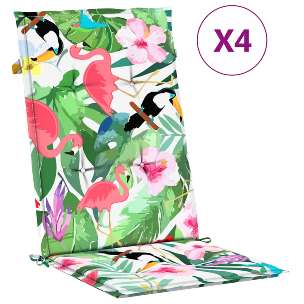 Vidaxl chair cushions 4 st high back fabric multi -colored
