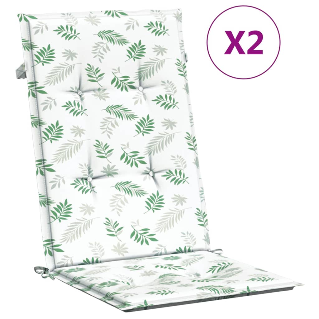 VidaXL chair cushions 2 st high back leaf pattern fabric