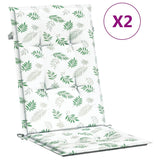 VidaXL chair cushions 2 st high back leaf pattern fabric