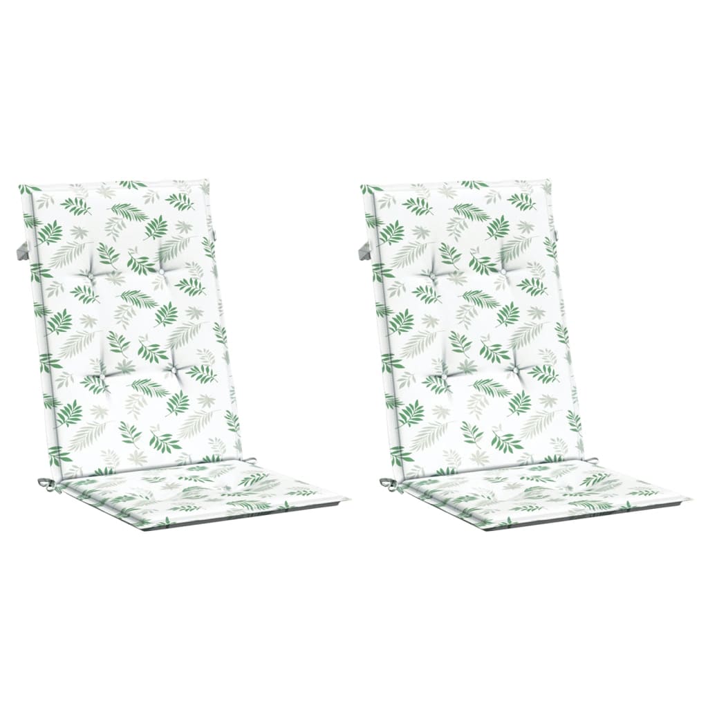 VidaXL chair cushions 2 st high back leaf pattern fabric