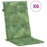 VidaXL chair cushions 6 st high back leaf pattern fabric