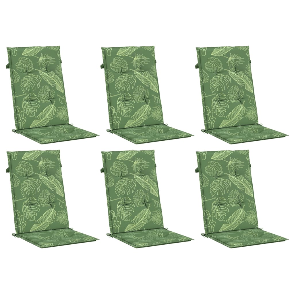 VidaXL chair cushions 6 st high back leaf pattern fabric