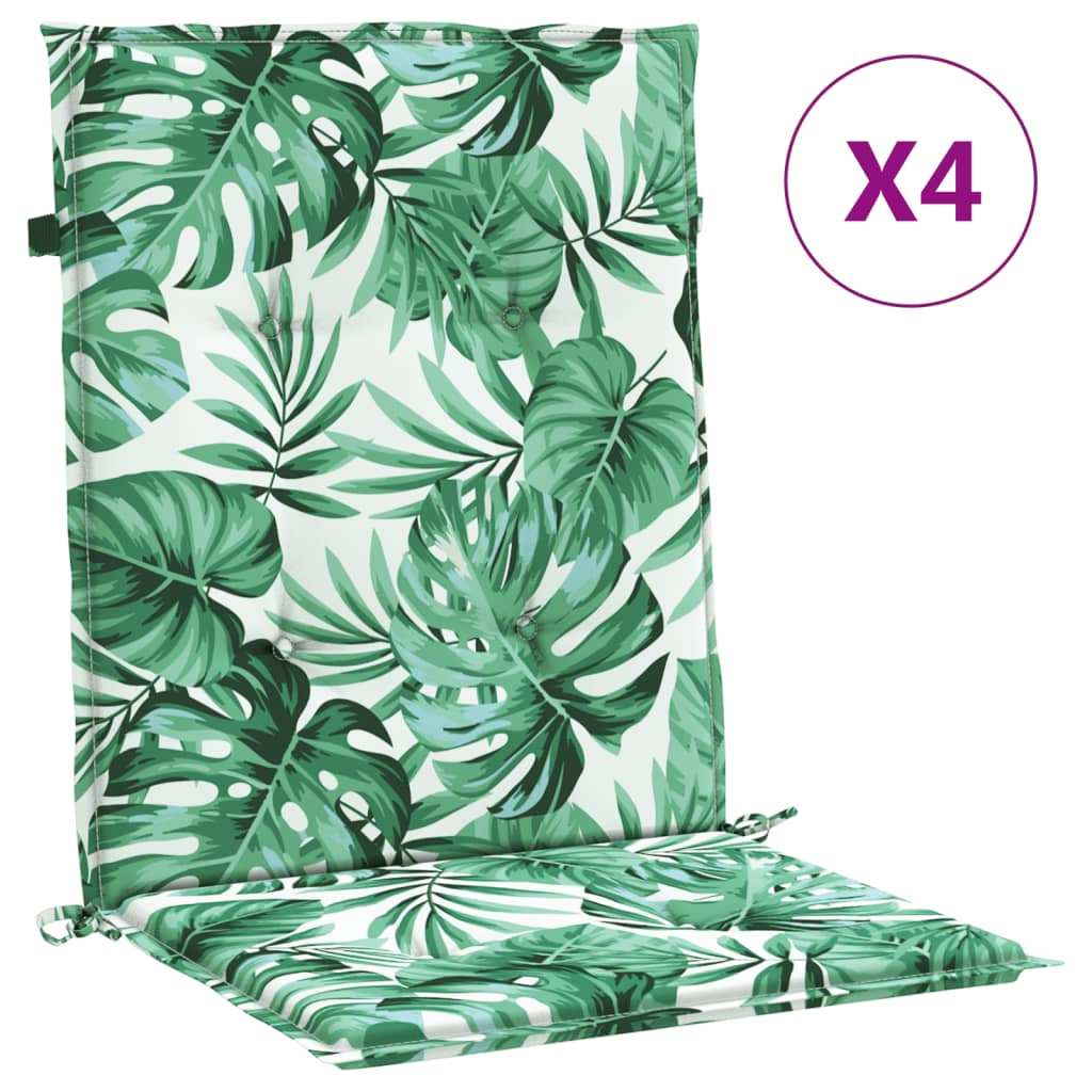 VidaXL chair cushions 4 st low back leaf pattern fabric