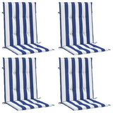 VidaXL chair cushions 4 pcs low back striped fabric white and blue