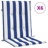 Vidaxl Blaža za stol 6 pcs nizka črtasta tkanina bela in modra tkanina