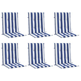 Vidaxl Blaža za stol 6 pcs nizka črtasta tkanina bela in modra tkanina